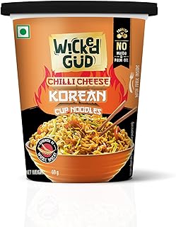 Wickedgud Chilli Cheese Korean Instant Cup Noodles, 74g | Whole Wheat | No Maida | No Pam Oil