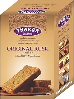 THAKAR Original Rusk 700g | Tea Toast Biscuit | Whole Wheat & Suji, Maida-Free | Crispy Bakery-Style Snack | Ideal for Tea, Coffee, Breakfast & Family
