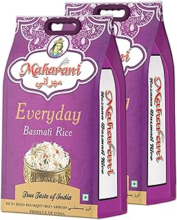 Maharani Everyday Basmati Rice 5kg x2 (10kg) | Steam Medium Grain White Rice| Long Grain | Daily Use | Perfect for Daily Indian Cooking | (Cooked leng
