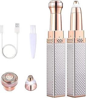 TRU Eyebrow Trimmer for Women, Professional 2 in 1 Personal Facial Hair Remover with Rechargeable Precision Heads, Waterproof Razor with Indicator Lig