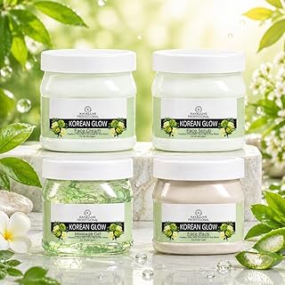 Korean Glow Facial Kit for Glass Skin Glow | Face Cream, Scrub, Massage Gel & Face Pack | Ceramide & Rice Water Skin Brightening Facial Kit for Women