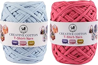 NESTNHAVEN Creative Cotton T-Shirt Yarn Carpet, Knitting Yarn for Hand Knitting DIY Bags, Baskets, Blanket, Cushion Crocheting Projects 200 GMS (ice B