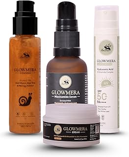 4-Step Complete Skincare Kit for Men & Women – Cleanser, Niacinamide Serum, Skin Cream & SPF 50 PA++++ Sunscreen | For All Skin Types | Hydration, Bri