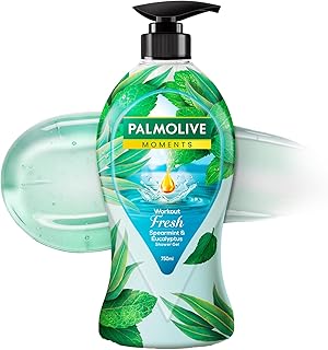 Palmolive Workout Fresh Body Wash, 750ml Shower Gel Single Pump Bottle, 100% Natural Eucalyptus & Spearmint Extracts, pH Balanced Bodywash, Free of Pa