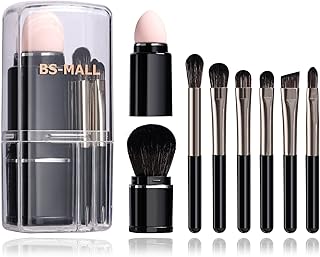 BS-MALL Makeup Brush Set Travel Premium Synthetic Foundation Powder Concealers Eye shadows Blush Makeup Brushes Purse Size With Case (Black)