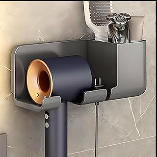 Hair Dryer Holder Wall-Mounted – Plastic Hair Dryer Organizer for Bathroom, Bedroom & Salon (1 Piece)