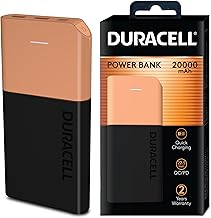 Duracell 20000 MAH Slimmest Power Bank with 1 Type C PD and 2 USB A Port, 22.5W Fast Charging Portable Charger to Charges 3 Devices Simultaneously for