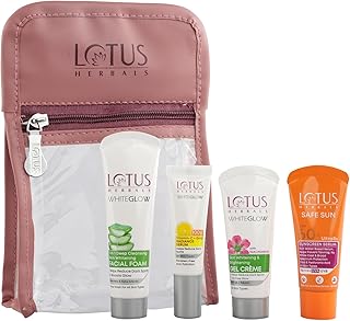 Lotus Herbals Glow Essentials Kit | 4 Easy Steps Of Skincare - Cleanser, Serum, Cream, Sunscreen | Unisex For Travel & Gifting | For All Skin Types