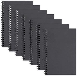 MACRO Blank Spiral Notebook, Kraft Cover Notebook Sketchbook, Set of 7 (Black), 5.5 x 8.25 inches, 100gsm, 50 Sheets/100 Pages, Ideal for Schools Offi