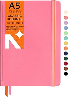 NEORAH—A5 Ruled Classic Notebook-110 Gsm(210x148mm) Hardcover Ruled Journal| Include Silk BookMark| BackPocket|Sticker Label|Journal Box-Office Notebo
