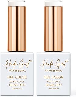 HUDA GIRL Nail Polish Set for Women and Girls - Top Coat and Base Coat - Nail Polish for Perfect - Soak Off, Shine Finish, Long Lasting Manicure Set -