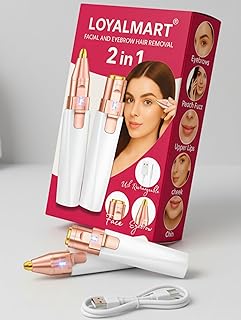 2 in 1 Painless Facial Hair Remover and Epilator for Women with USB and Light, Rechargeable Facial Hair Remover Trimmer, Eyebrow Trimmer, Upper Lip Sh