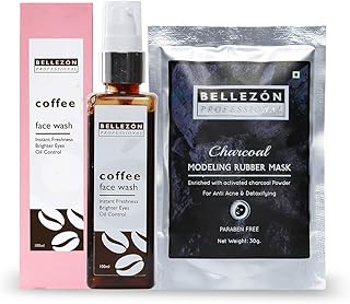 Combo of Coffee Facewash & Charcoal Modelling Rubber Mask | Instant Freshness | Brighter Eyes | Oil Control |