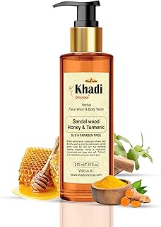 Khadi Omorose Sandalwood Honey Turmeric Face & Body wash-210 ml | For Glowing & Radiant skin