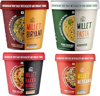 The Tasty Millets Biryani, Pasta, Hakka Noodles & Mexicana Combo | Gluten-Free, High-Fiber & Protein-Rich Meals | Healthy Instant Meal Pack | Quick &