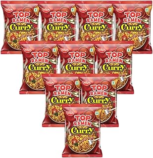 Top Ramen Curry Masala Noodles | 100% Desi Spicy Flavor, Saucy Instant Noodles for Family Meals | Quick & Tasty Comfort Food, 70 gm (Pack of 10)