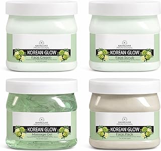 Korean Glow Facial Kit for Women & Men | Ceramide & Rice Water Skin Brightening Facial Kit | Professional Salon Glow at Home | All Skin Types 4x200g