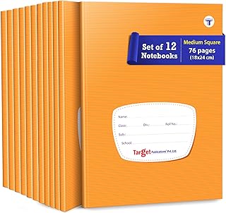 Medium Square Ruled 76 Pages Notebooks with Soft Brown Cover 18 x 24 cm Approx Maths Exercise Small Notebook (05 inch GSM 57) | Pack of 12