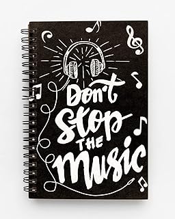 Don't Stop The Music Notebook - For Music Lovers, A5 Spiral Notebook, Hardcover Ruled Notebook, Lined Journal, 6"x 8.5", Premium 120gsm Paper, for Off