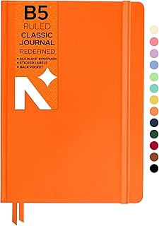 NEORAH - B5 Ruled Notebook - Journal - 160 Pages- 110 GSM- (250 x 175 mm) - 2026 Office Notebook, Hardcover - Completely Handmade, BUJO, Diary-Orange