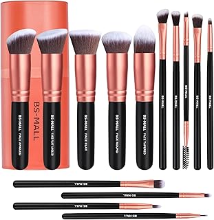Makeup Brushes BS-MALL Premium Synthetic Foundation Powder Concealers Eye Shadows Makeup 14 Pcs Brush Set, Rose Golden, with Case. (GOLDEN ROSE)