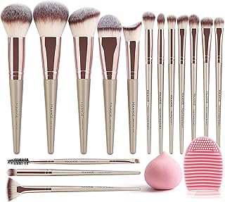 MAANGE Makeup Brushes 15Pcs Makeup Brush Set Premium Synthetic Foundation Face Powder Blush Concealers Make Up Brushes Sets with Makeup Sponge and Bru