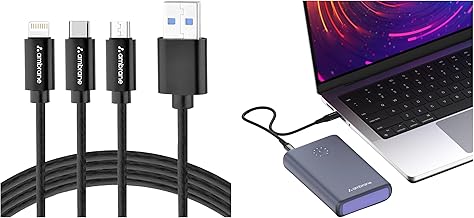 Ambrane 85W Fast Charging Powerbank for MacBook, Type C Laptop & Mobile Charging, 20,000mAh Battery,with 3in1 Cable