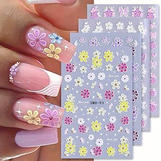 3D Floral Nail Art Stickers for Women & Girls | Self Adhesive Flower Nail Decals for Gel, Acrylic & Natural Nails | Easy DIY Manicure Decoration Set