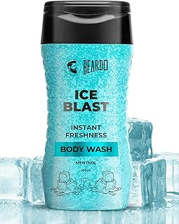 Beardo Ice Blast Body Wash For Men 200ml | Refreshing Menthol Cooling Instant Icy Cool Freshness Body Wash | Shower Gel For Summer Heat | For Skin Dry