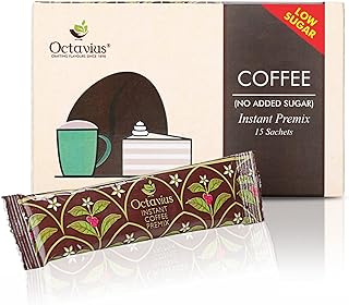 Octavius Sugar-Free Instant Coffee Premix 15 Single-Serve Sachets | Bold Aroma & Smooth Taste | No Added Sugar or Preservatives | Just Add Hot Water R