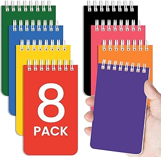 Pocket Small Notebook 3" x 5", Set of 8 Mini Little Spiral Notebook, Nursing Notepad, Perfect for Work, School, Office, Nurse, Travel - Bright