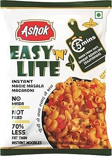 ASHOK EASY'n LITE Mast/Magic Masala Instant Macaroni 55g,Not Fried,0% Cholesterol,100% Suji/Rawa,Vegan Friendly (Pack of 4, Instant Macaroni Magic Mas