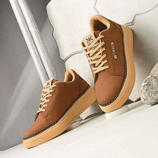 Men's Beige Casual Sneakers with Comfortable Sole & Sty...
