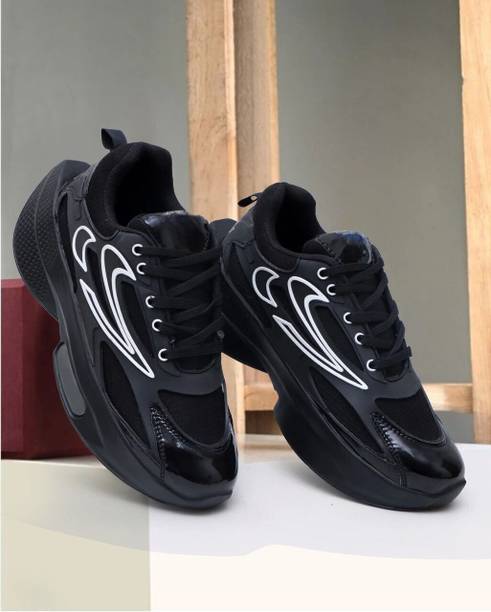 Stylish Lightweight Black Sneakers for Men | Comfortabl...