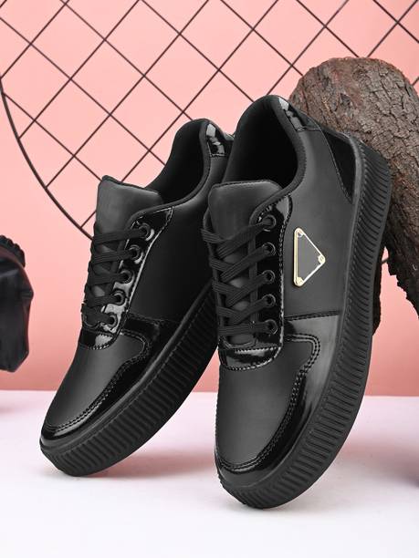 Black Partywear Sneakers For Men