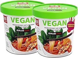 UMAI ZHENGWEN Vegan instant Hot & Sour Glass Noodles 126g| Instant Sweet Potato | Super Food | Healthy | 6 seasonings inside | Pack of 2