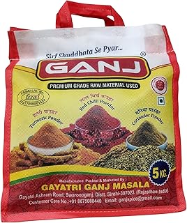 GANJ Resham Patti Mirchi Powder, Thin Skin Red Chillies, Traditionally Dried and Ground, Natural Colour and Texture, Cooking Spice Pack, 5 kg | Red Pa