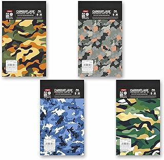 Anupam Camouflage Writing Pad 11x19cm Plain Paper 65Gsm 80 Sheets Notepad, Micro Perforated Notebook with Strong Back Board for School, College, Offic