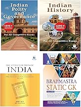 UPSC and Competitive Exam Combo (Set of 4 Books) Indian Polity and Governance, Indian History 1000+ Objective Questions, Constitution of India - Bare