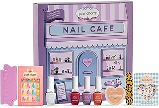 10 PC Organic Nail Art Kit | Non-Toxic Nail Polish Gift Set For Girls | Includes 4 Nail Polish, Nail Paint Remover Wipes, Press on Nails, Nail Sticker