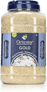 Octavius | Gold Traditional Basmati Rice 5kg | Extra Long Grain Basmati Rice | World's Longest Grain | Naturally Aged Basmati Rice | Biryani Special B
