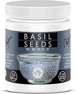 Holy Natural Basil Seed (454gm) Tukmaria, Sabja Seeds, For Salad Dressing, Pasta Topping, Juice, Milk Shake & Cold Drink. Best for Dental Health, Weig