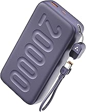 Ambrane 20000mAh Powerbank with in-Build Type C Cable, 22.5W Fast Charging, USB & Type C Output, Power Delivery, Quick Charge for iPhone, Android Mobi