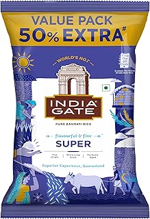 India Gate Flavourful & Fine Super Basmati Rice 1 Kg (with Free 500g) | Perfectly Aged Rice