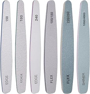 ZUPTIX 6pcs Nail Files Set for Manicure, Professional Nail File Kit for Acrylic and Natural Nails, Nail Buffer Files Block Coarse Washable Nail Polish