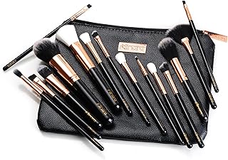 Minara Makeup Brush Set Of 15 With Easy To Carry Pouch (Black) | Travel Size Cosmetic Brushes Kit For Face Foundation Brush Eyeshadow With Storage | M