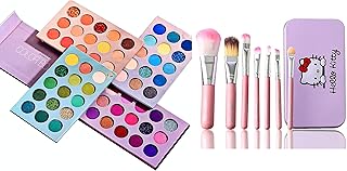 BEAUTY Eyeshadow With Brush Set Combo of 60 Shades Color Board Eyeshadow Palette with Makeup Brush Set (7pcs brushes in 1 kit)