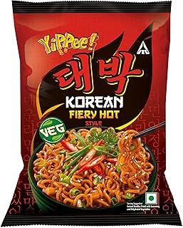 Sunfeast YiPPee! Korean Fiery Hot Style Noodles, Deliciously Spicy Noodles with 5 Added Vegetables, 75gm /80 gram(Weight may vary)
