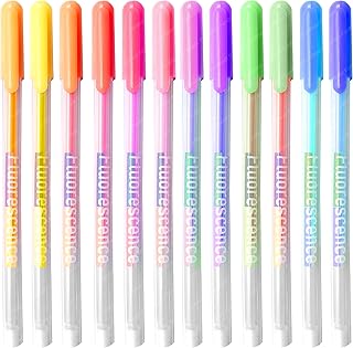 FunBlast Colorful Highlighter Set - 12 Neon Colors, Glitter and Metallic Pens for Kids Stationery Kit - Suitable for Sketching, Painting, Drawing - Re