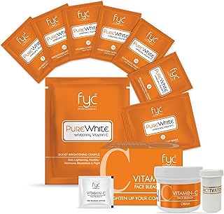 FYC Professional Pure White Vitamin C Facial Kit + Face Bleach Combo for Brightening, Dark Spot Reduction, Pigmentation Control, All Skin Types